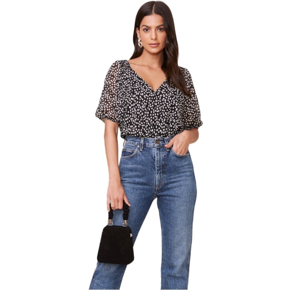 Astr Black and White Polka Dot Bodysuit